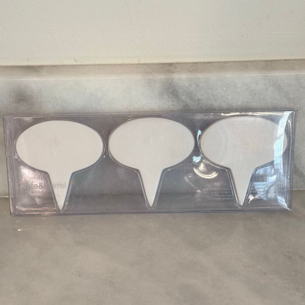 NWT Crate & Barrel Porcelain Reusable Cheese Markers White OS